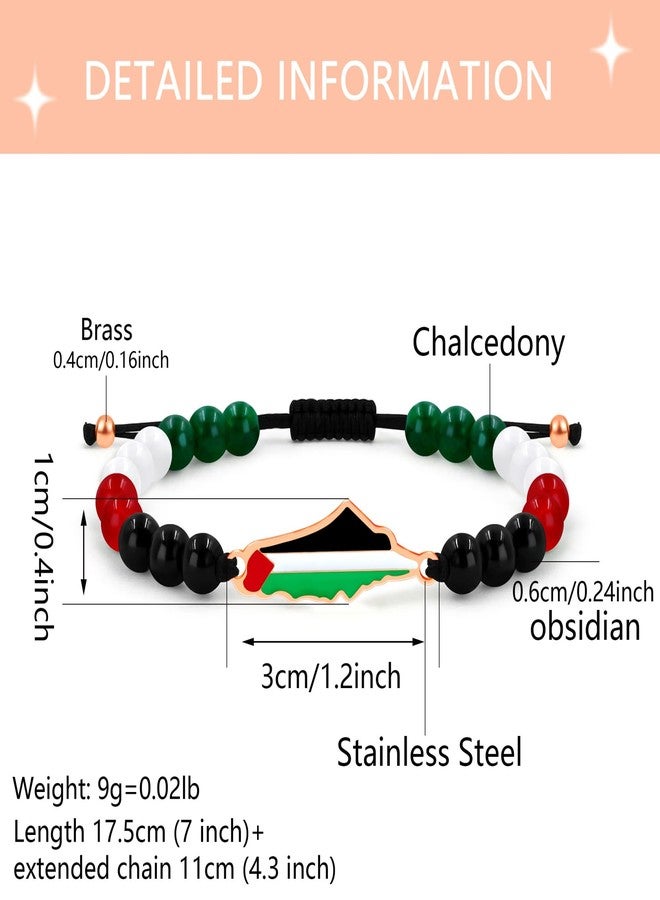 Tobestu Rose Gold Plated Palestinian Map Bracelet with Flag Colors Charm - Cultural and Festival Accessory YA5883 - Image 3